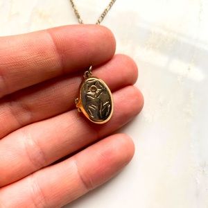 Gold locket necklace 13”